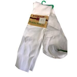 NOS Vintage Interwoven 100% Nylon Mens Crew Socks Size 10-13 White Lycra 7800